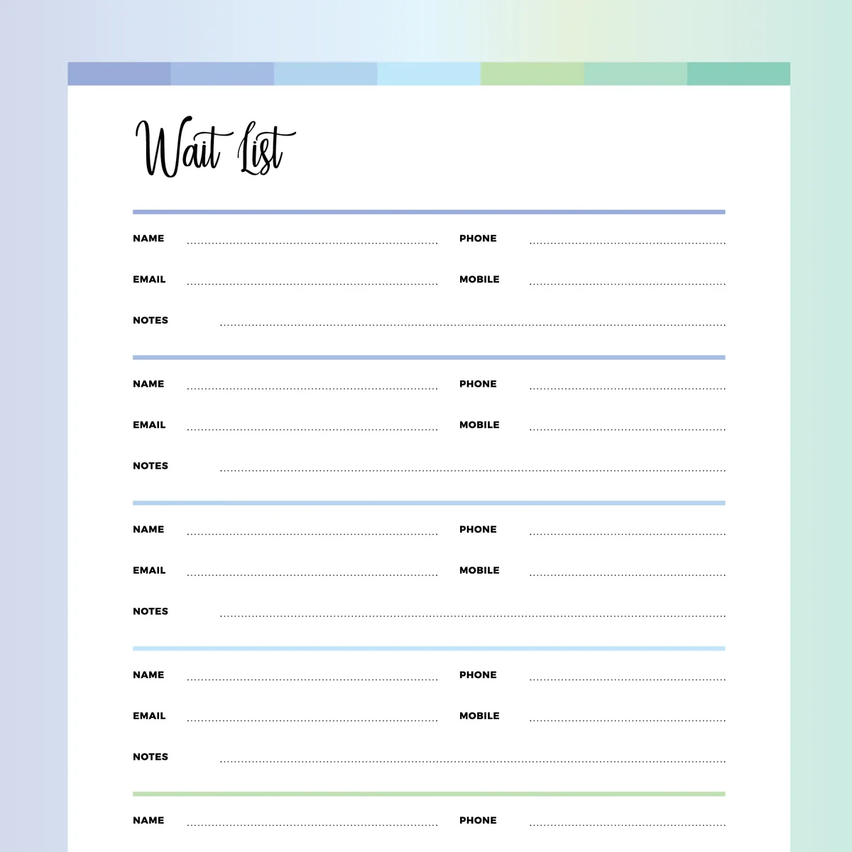 Printable Waiting List Template A4 US Letter Sizes Instant Download Printable Plan Print Land Printable Waiting List Template A4 US Letter Sizes Instant Download Printable Plan Print Land