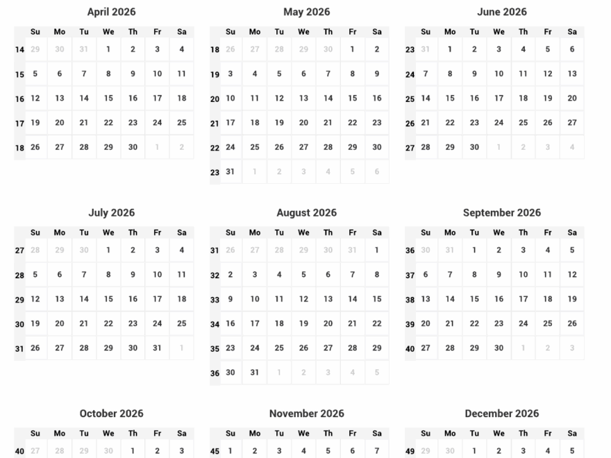 Printable Yearly Calendar 2026 Full Year At A Glance Custom Calendar Maker