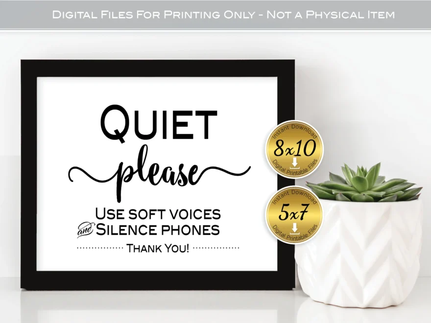 Quiet Please Printable Sign 8x10 And 5x7 Office Decor Use Soft Voices Silence Phones Landscape DIGITAL INSTANT DOWNLOAD Etsy