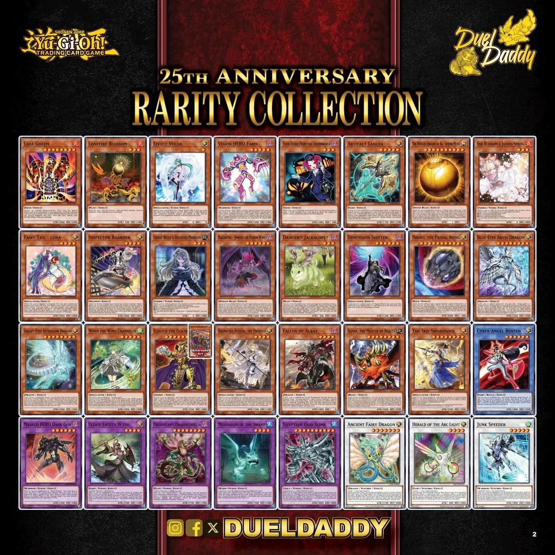 RA01 TCG 25th Anniversary Rarity Collection Full Set List Gallery R Yugioh