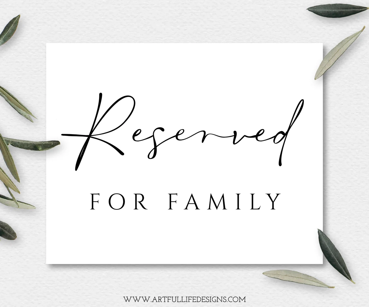 Wedding Table Reserved Sign Printable Wedding Table Reserved Sign Printable