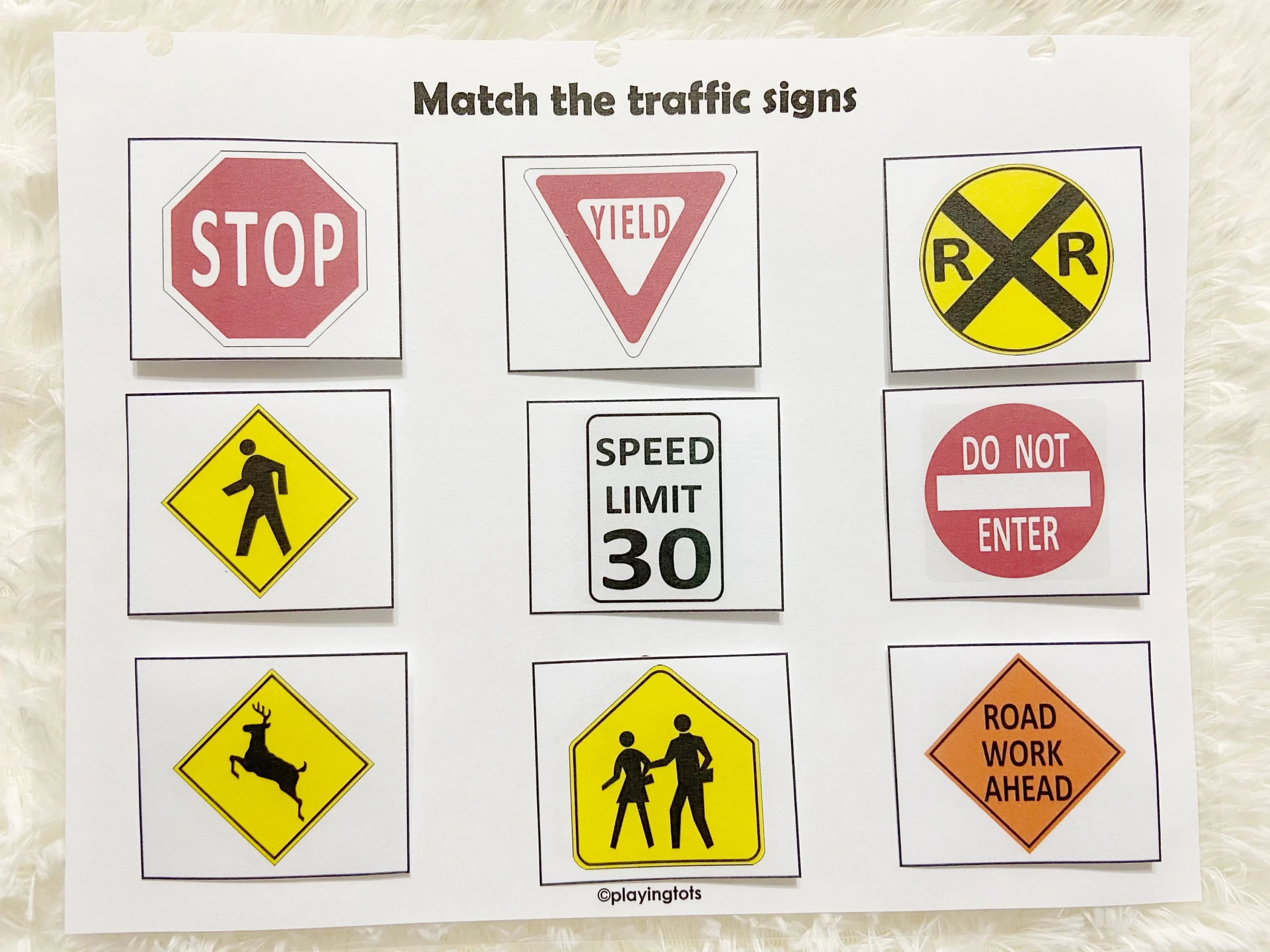 Road Traffic Signs Matching Activity Printable For Toddlers And Preschoolers Busy Book Learning Binder Activity Pages Homeschool Resource Etsy