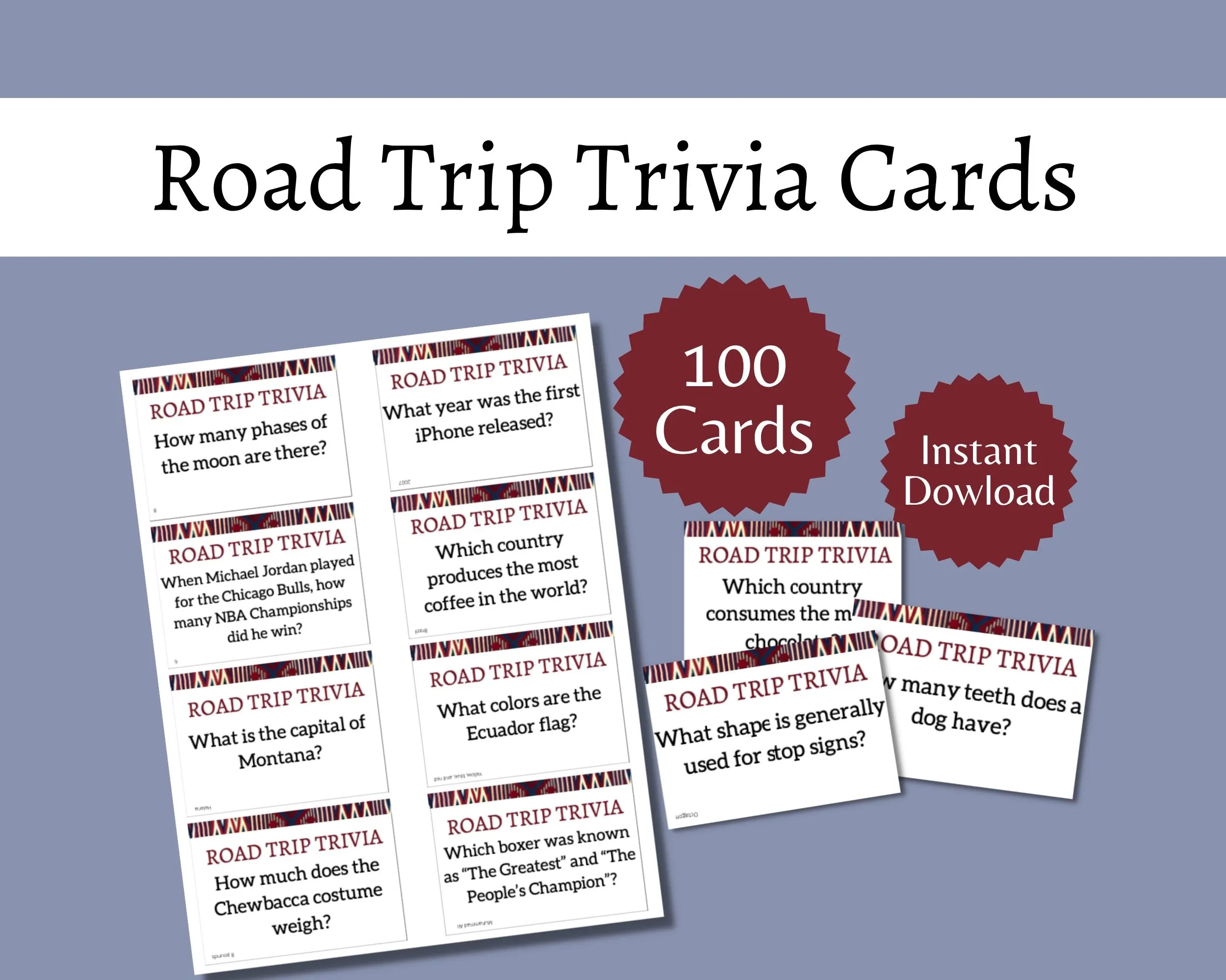 Printable Road Trip Trivia Printable Road Trip Trivia