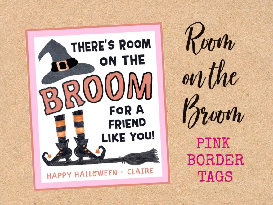 Room On The Broom Tags PINK Border Etsy