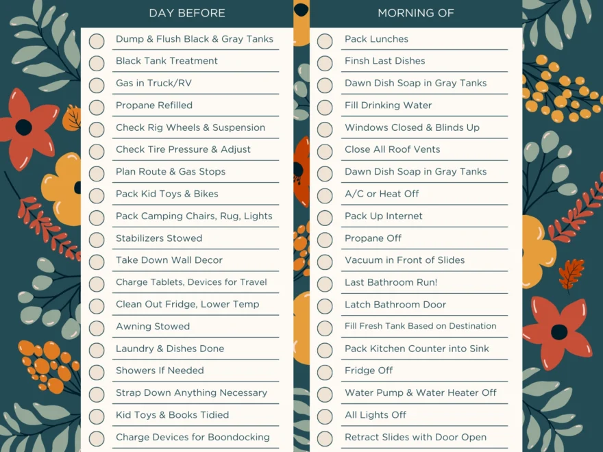 RV Checklist For Travel Grab This Adorable Printable O Phalen Adventures