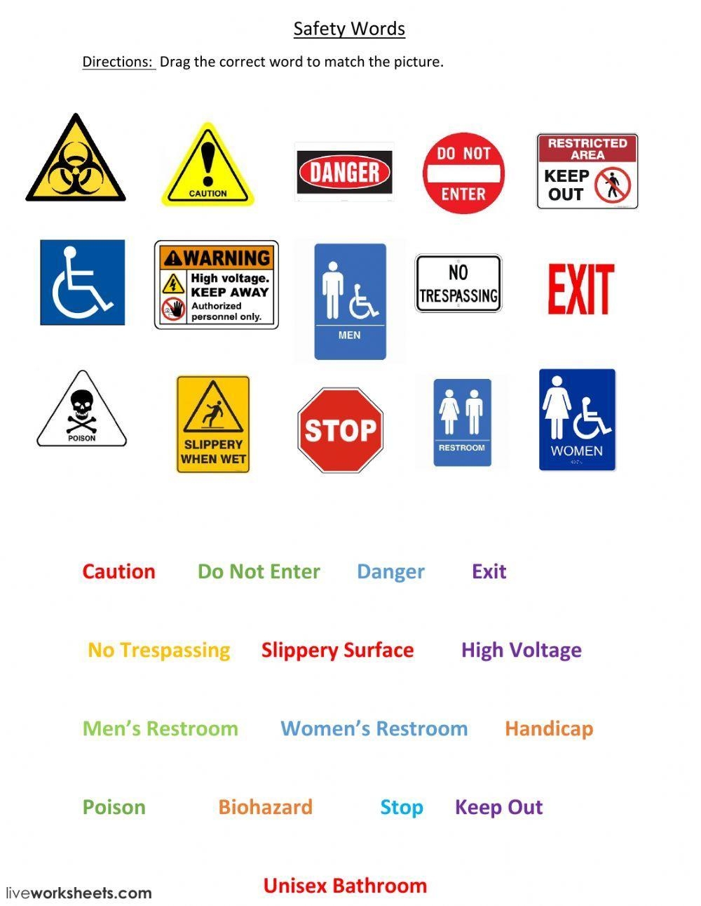 Safety Signs Worksheet Live Worksheets Worksheets Library