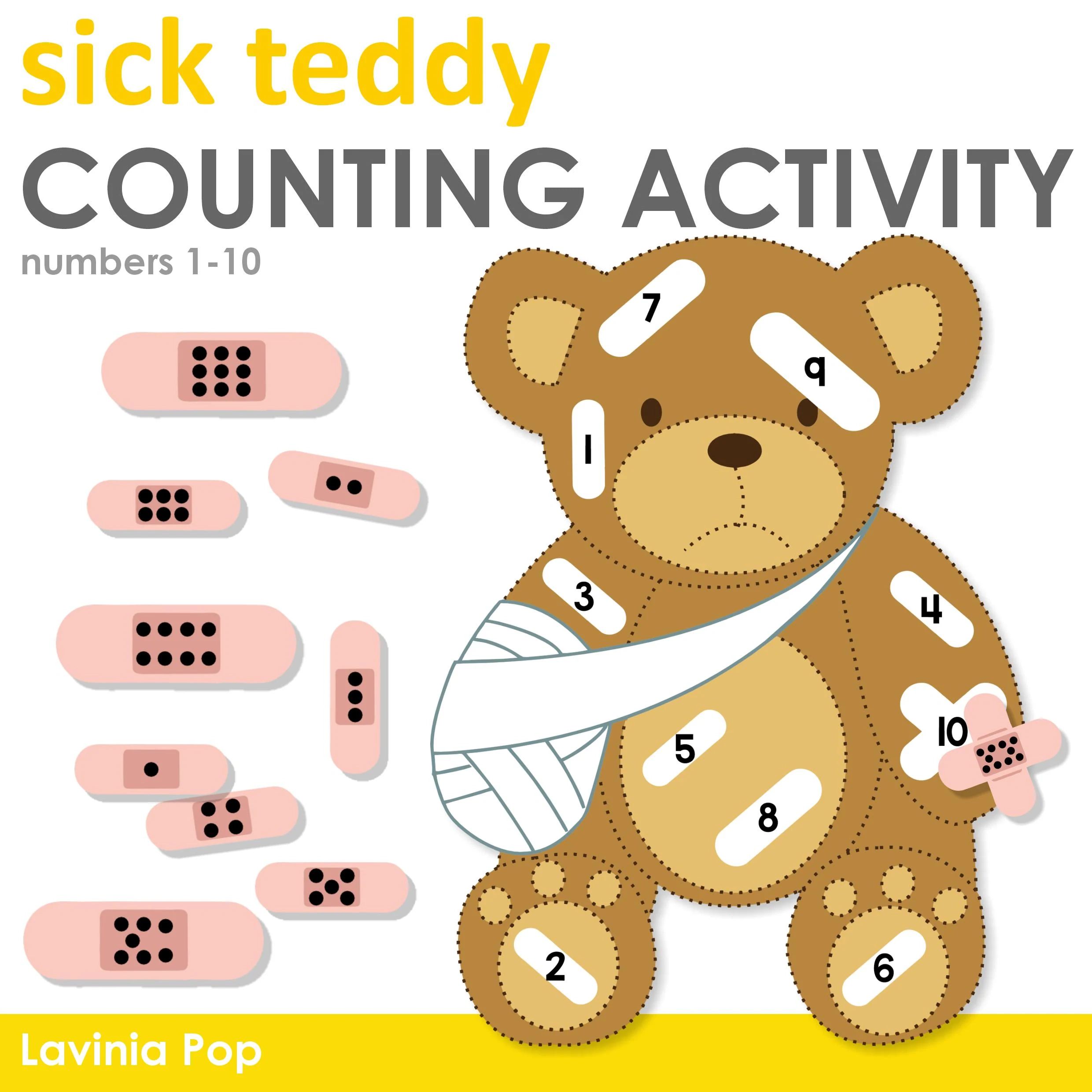 Sick Teddy Counting Printable Activity Dramatic Play Etsy Israel