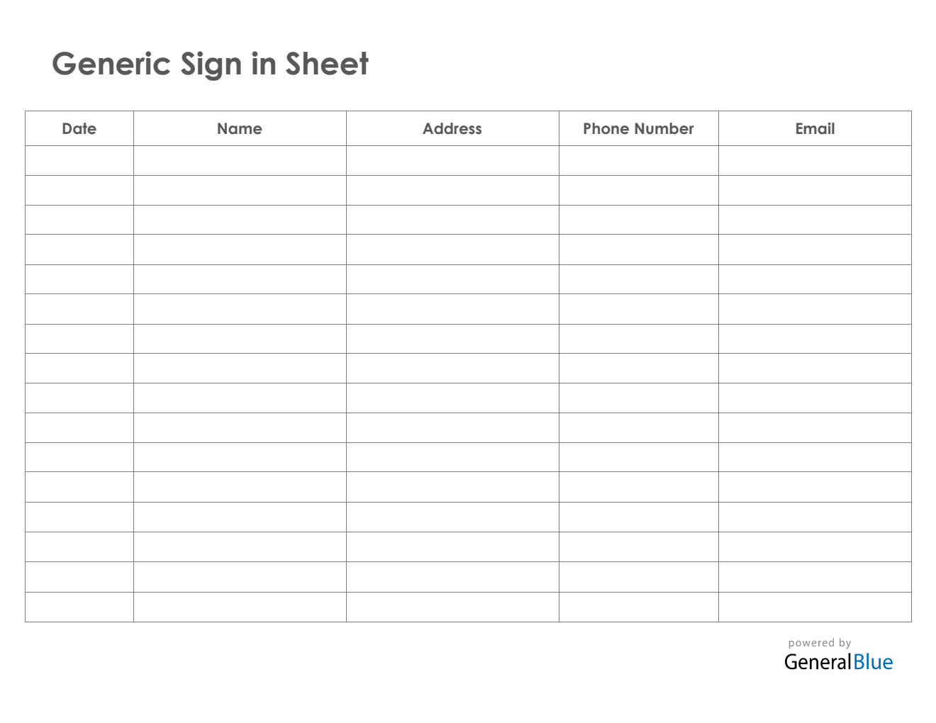 Sign-In Sheet Printable Free