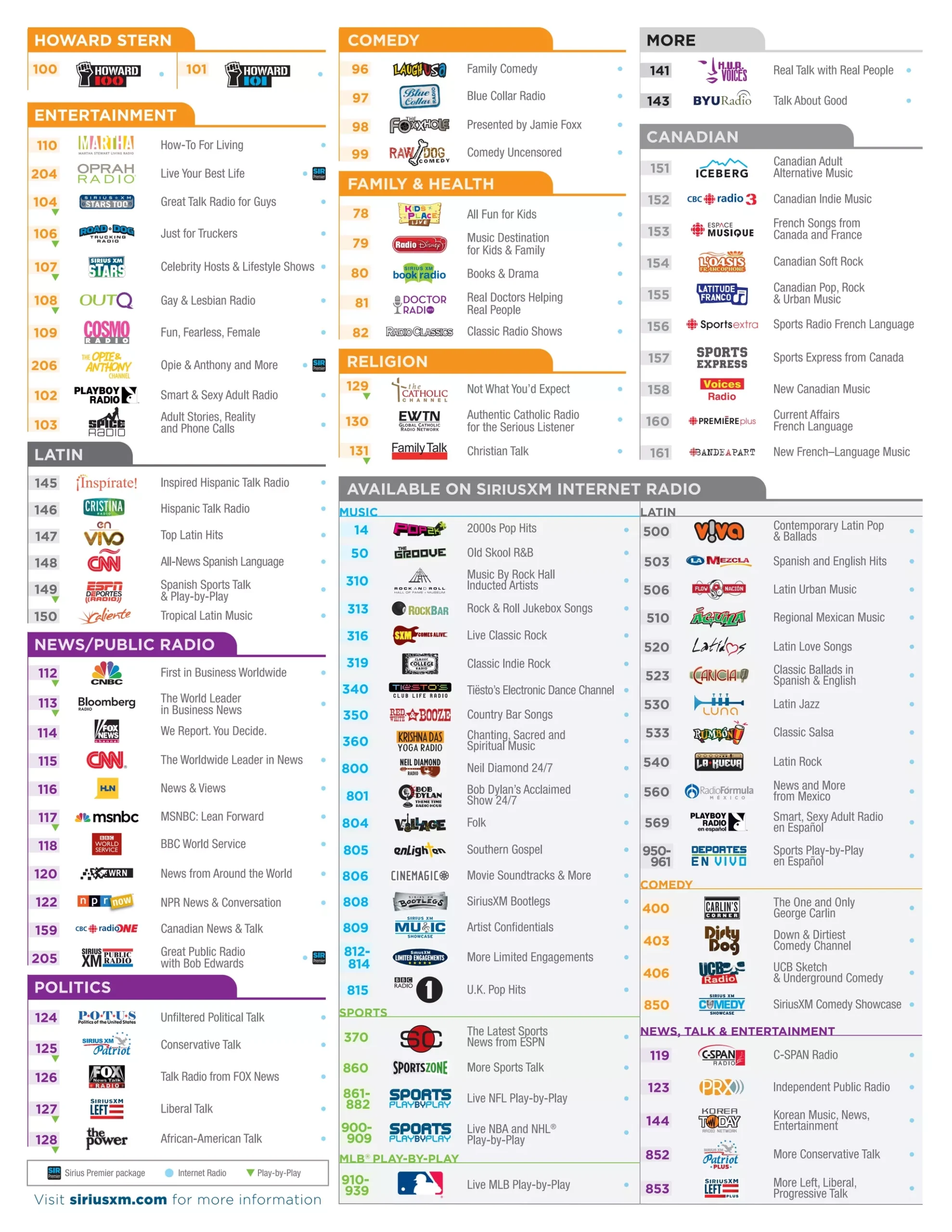 Siriusxm Channel Guide Printable