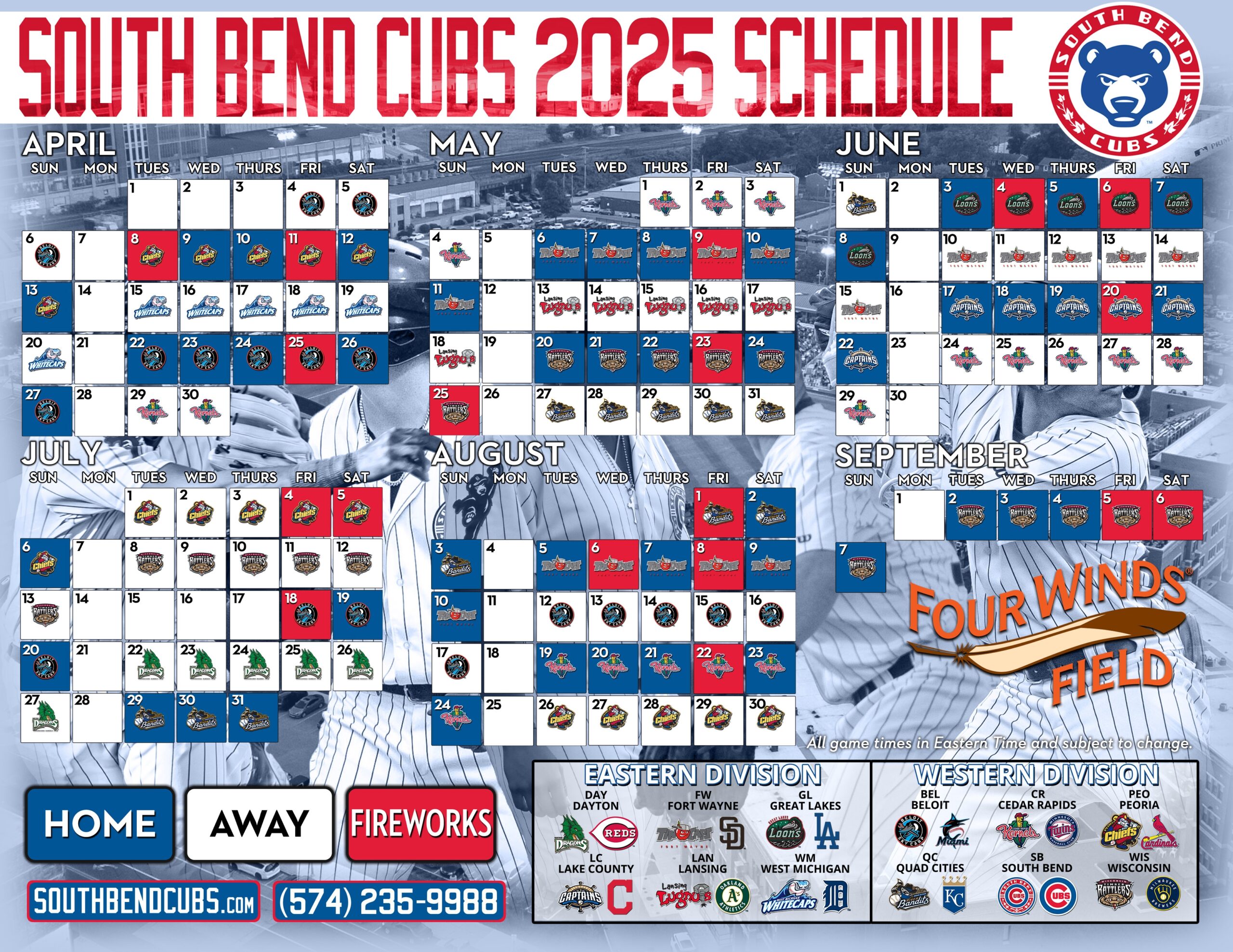 South Bend Cubs Release 2025 Schedule MiLB
