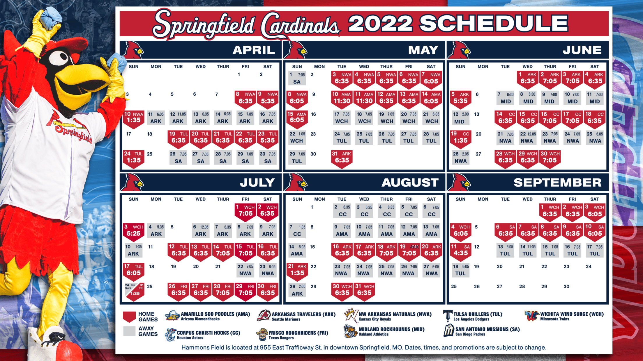 Springfield Cardinals Game Times Announced For 2022 Season Cardinals