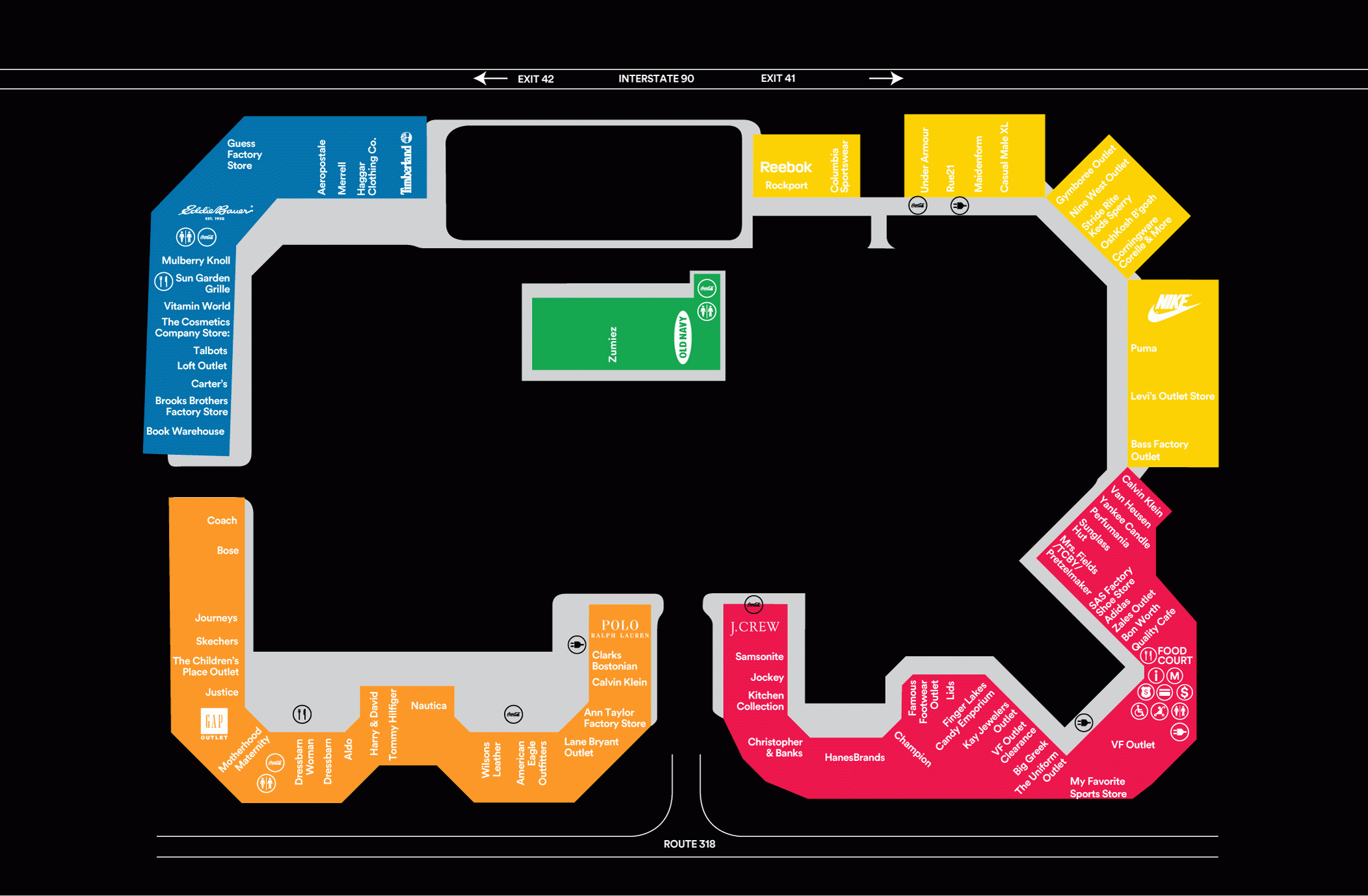Store Directory For Finger Lakes Premium Outlets 