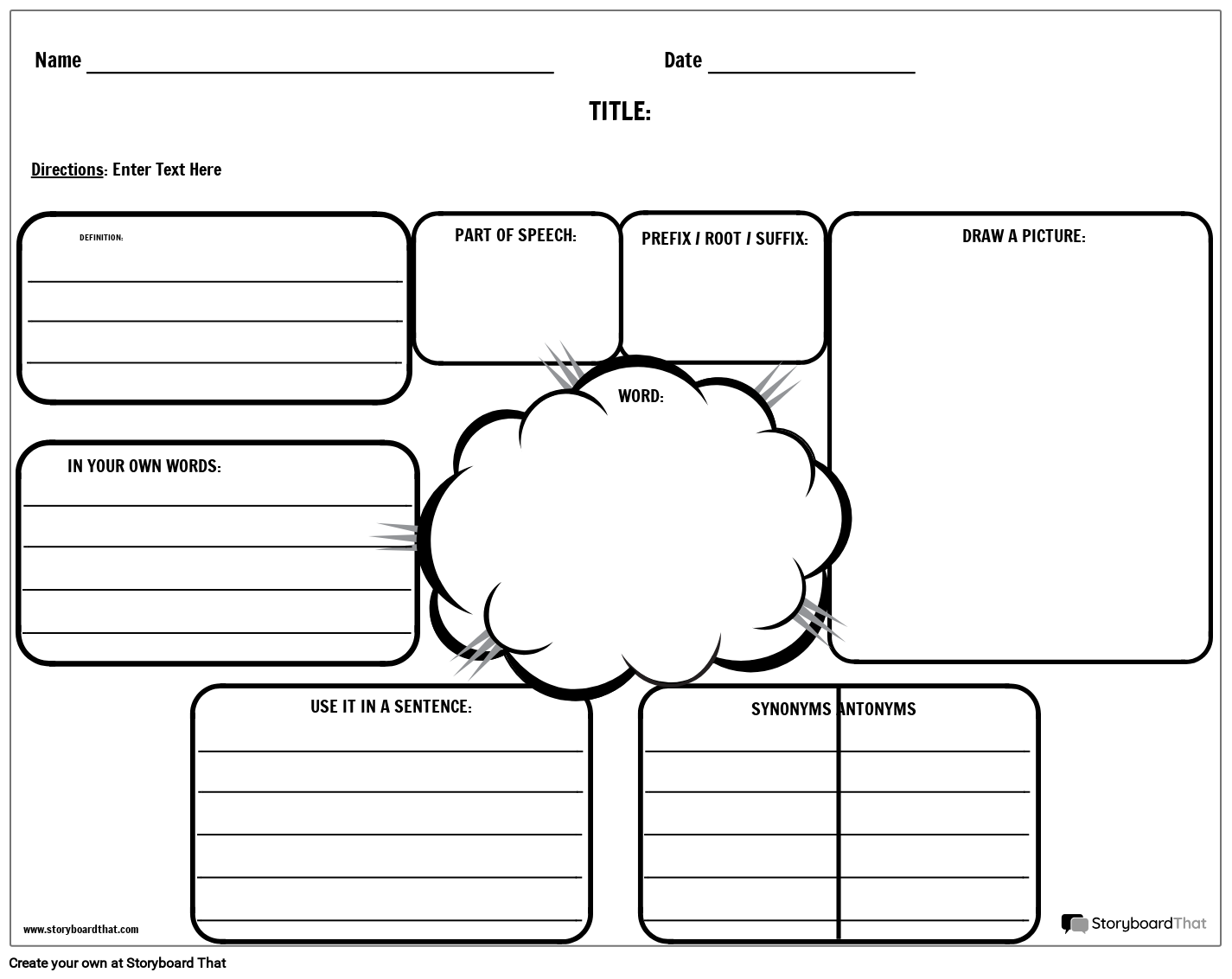 Storyboard That Free Vocabulary Worksheet Templates