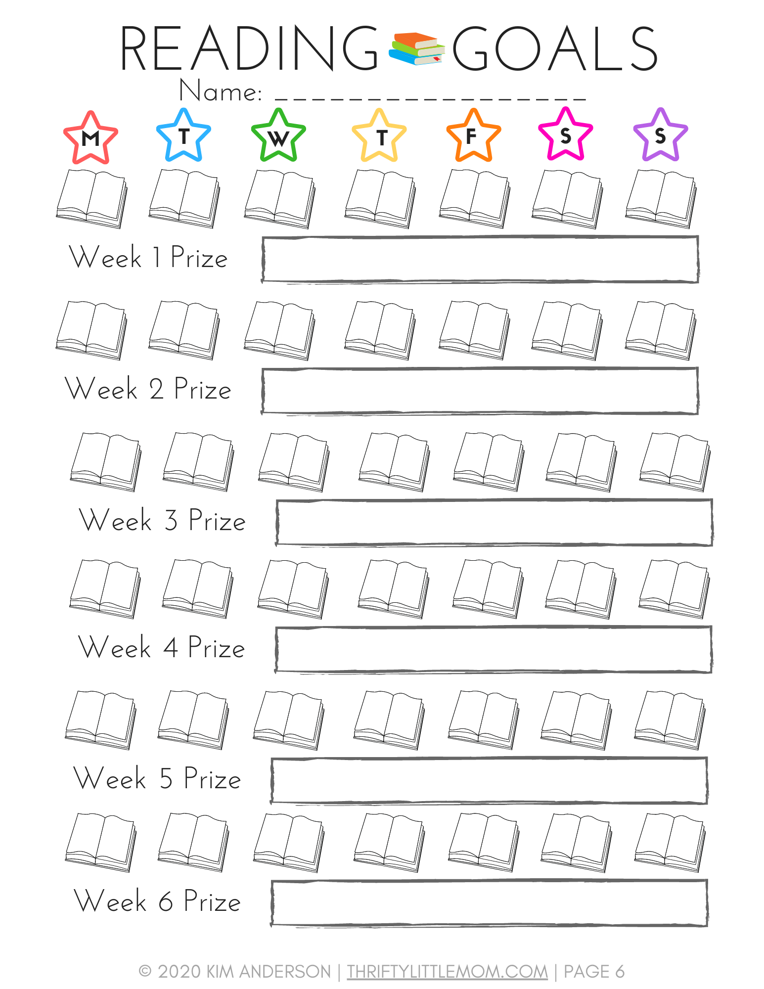 Printable Reading Reward Chart
