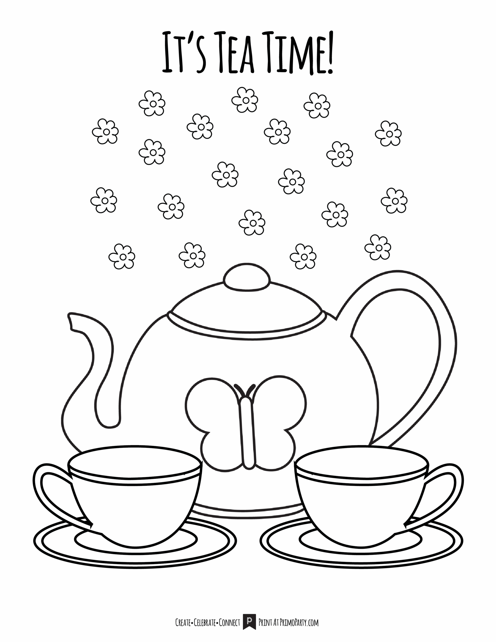 Printable Tea Party Coloring Sheets