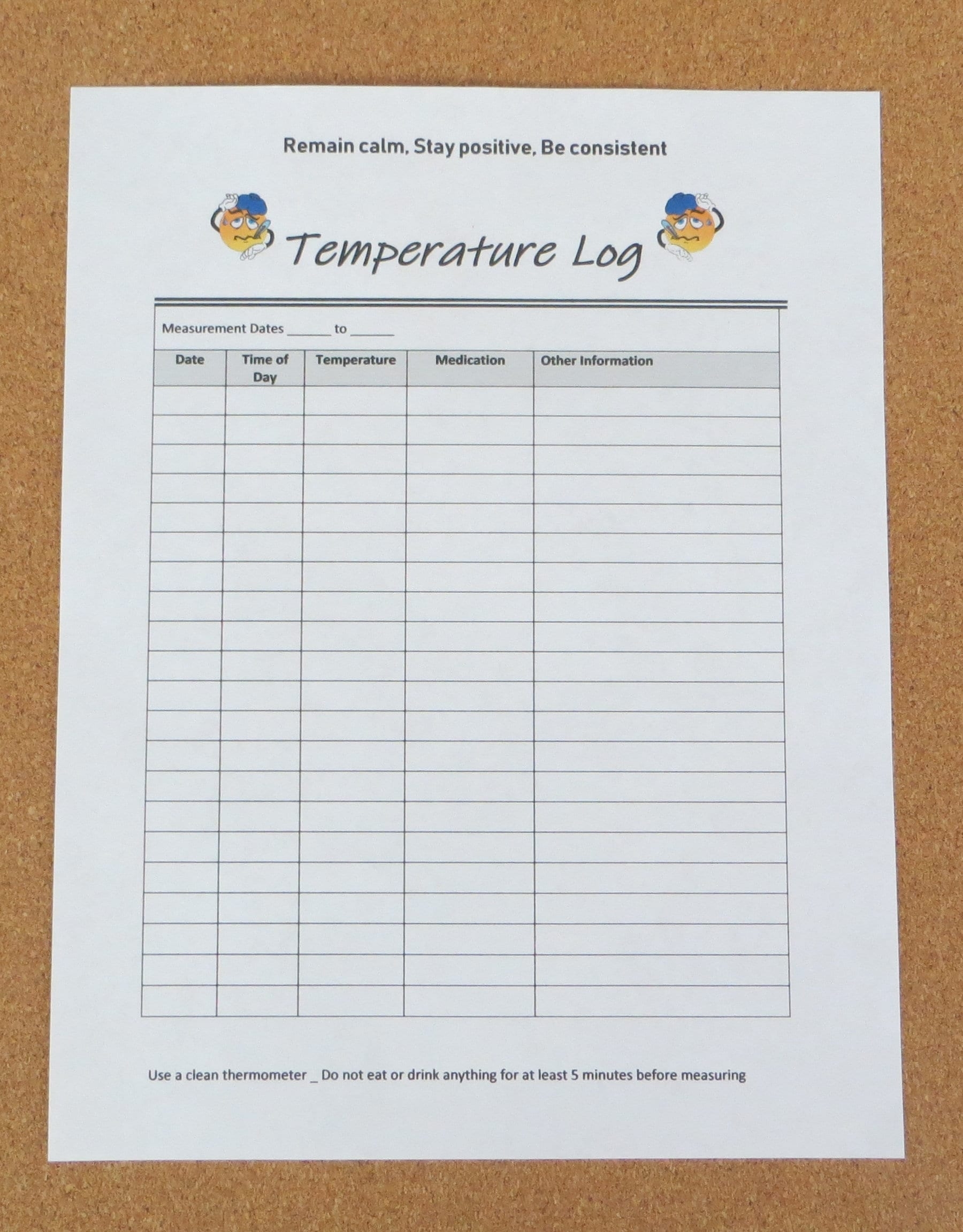 Printable Daily Temperature Temperature Log Sheets
