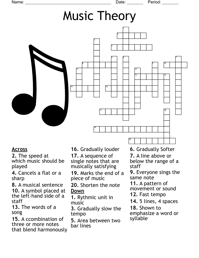 Tempo Music Worksheet WordMint