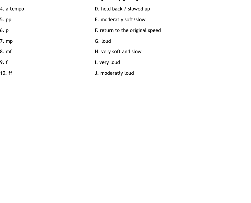 Tempo Music Worksheet WordMint