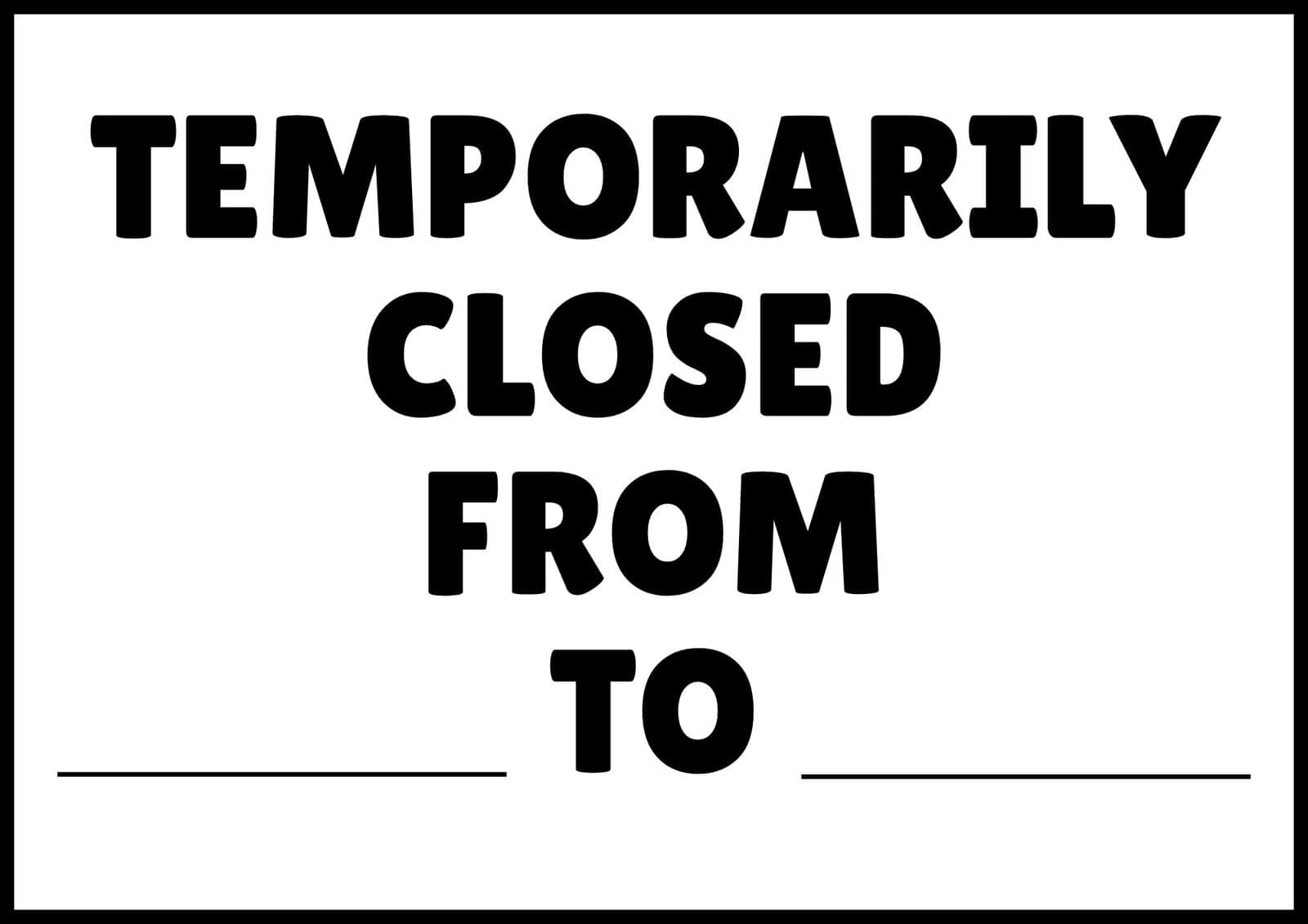 Temporarily Closed Sign Printable 30 Free Templates The Pink Craft Box Temporarily Closed Sign Printable 30 Free Templates The Pink Craft Box