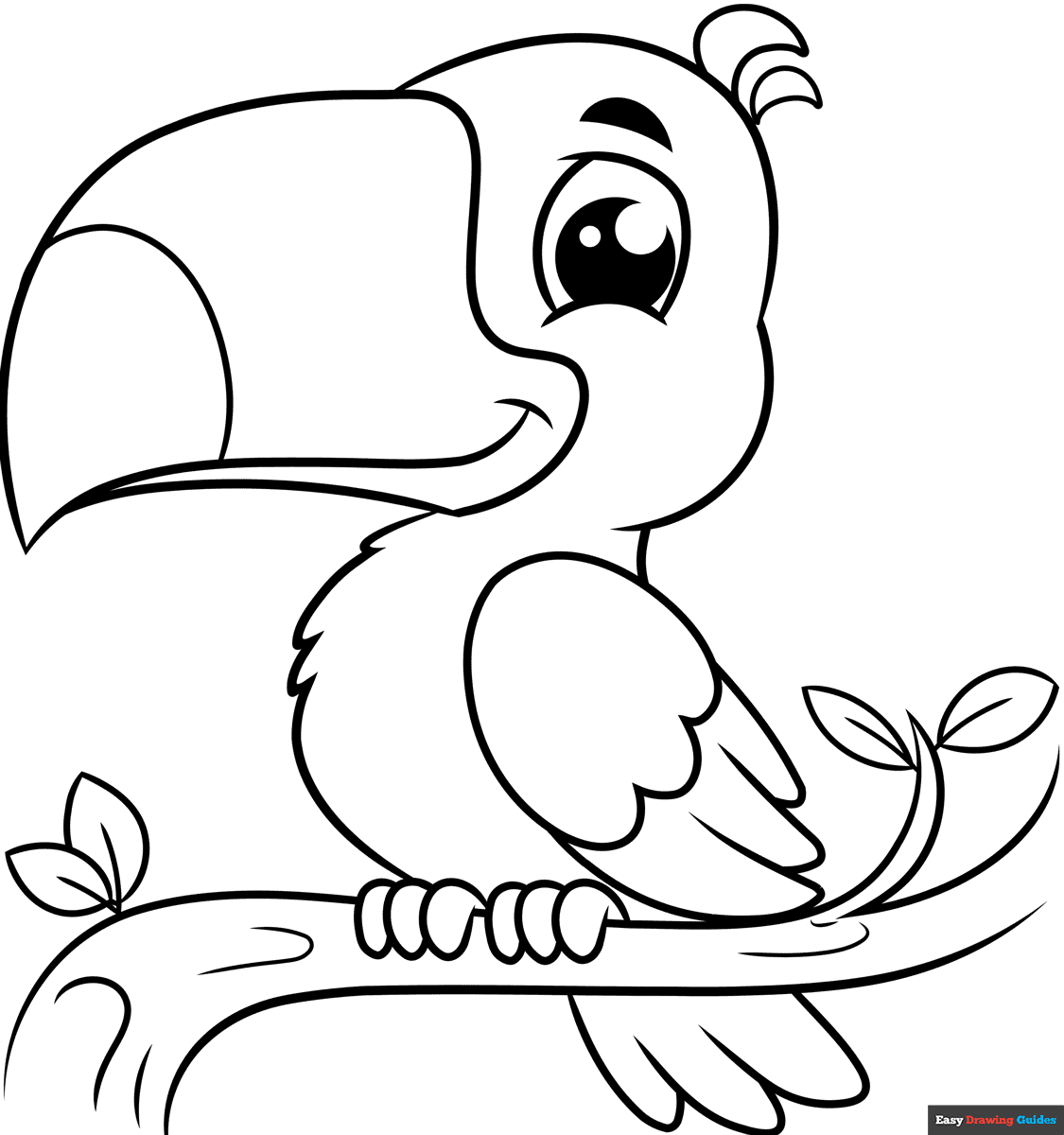 Toucan Coloring Page Easy Drawing Guides