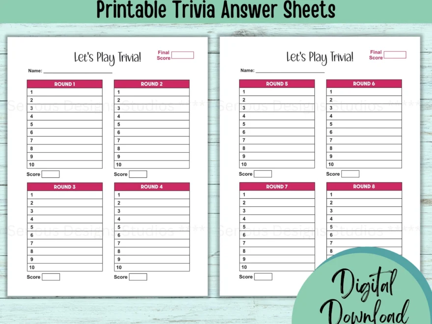 Trivia Answer Sheet Printable Trivia Sheets Trivia Host Tools Trivia Player Answer Sheets US Letter Size Bar Trivia Sheets Quiz Night Etsy