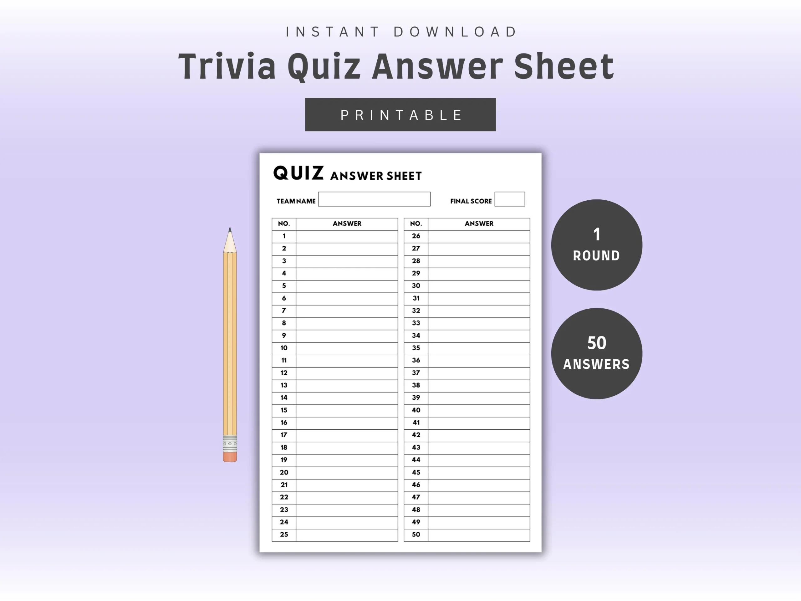 Trivia Quiz Template Printable