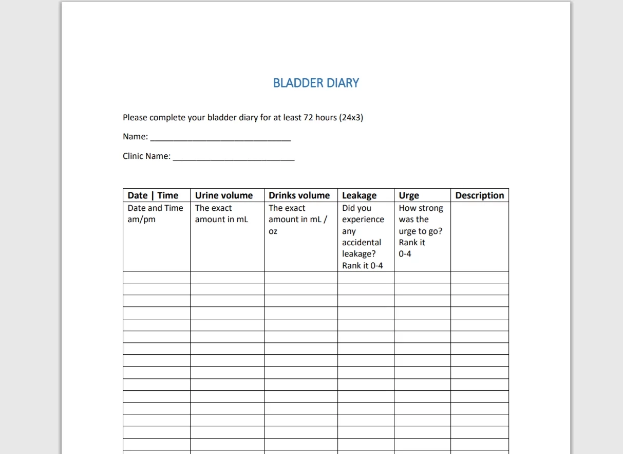 Urine Voiding Diary Free PDF Print Fill Out IUFlow Urine Voiding Diary Free PDF Print Fill Out IUFlow