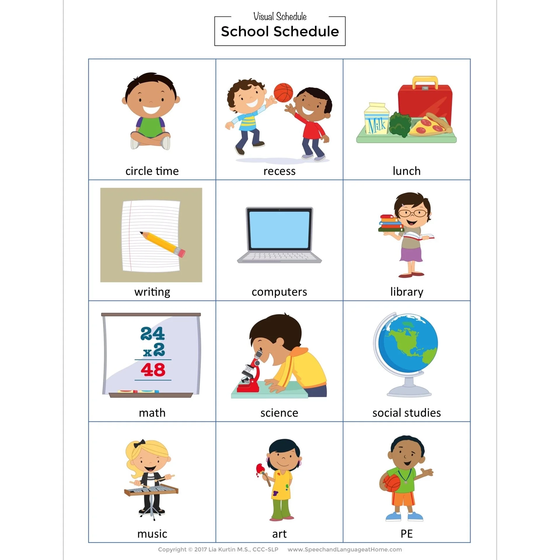 Visual Schedule For Daily Routines Picture Card Printables SLP