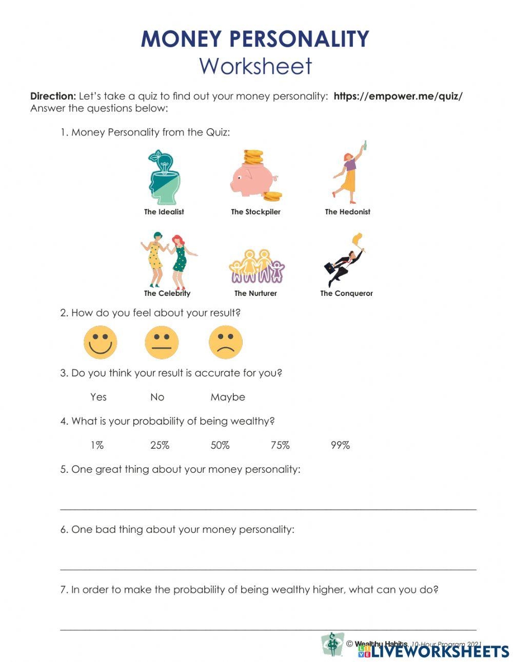 Wealthy Habits Free Interactive Worksheets 946164