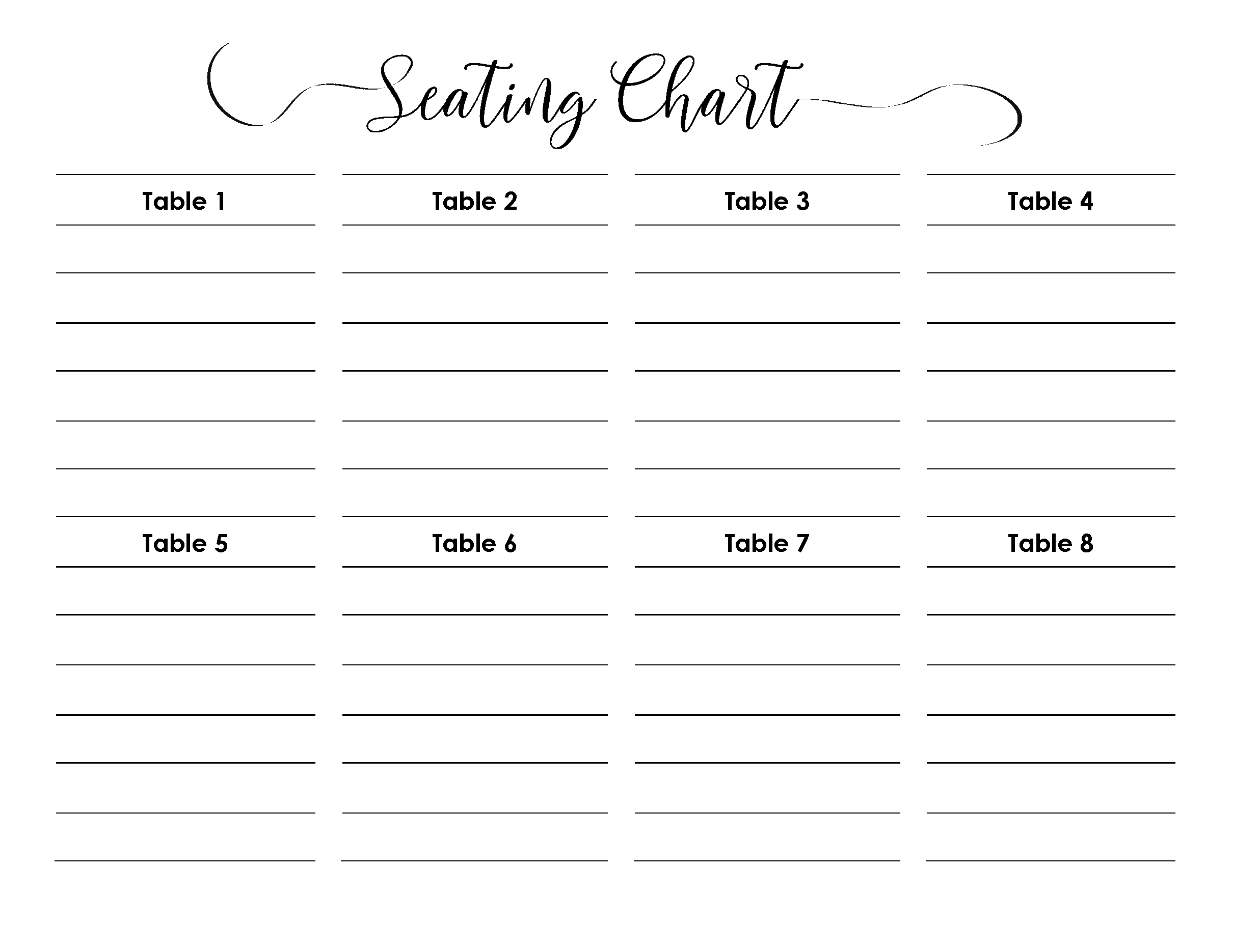 Wedding Seating Chart Typeable PDF Word Excel Wedding Seating Chart Typeable PDF Word Excel