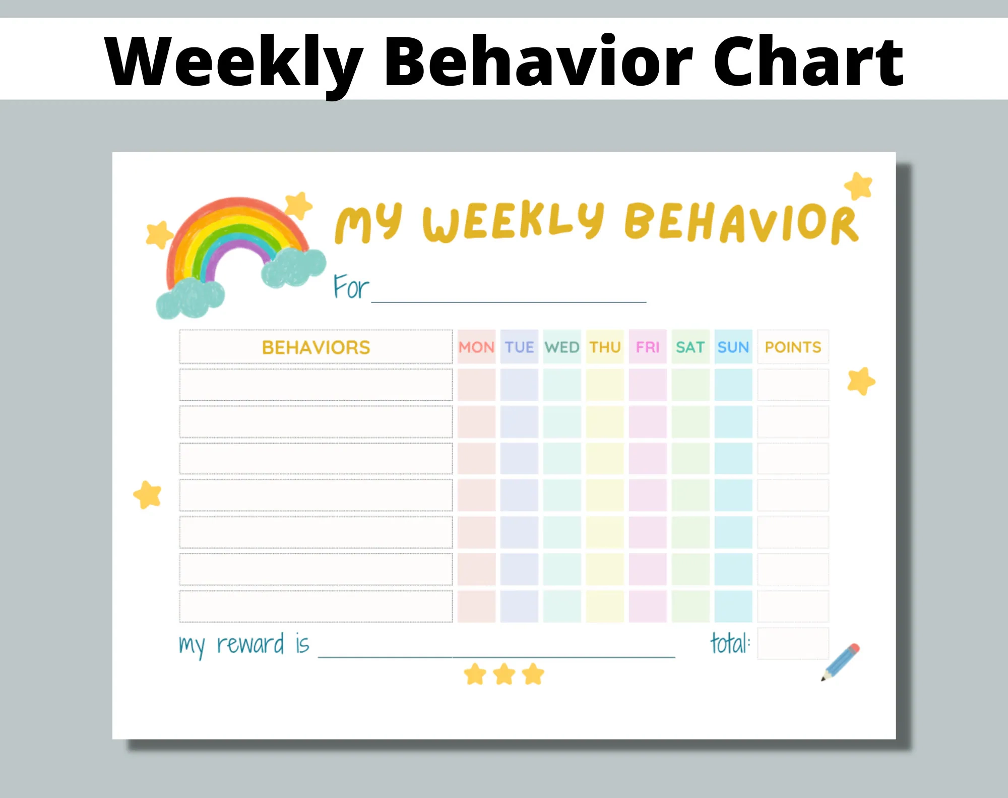 Weekly Behavior Chart Printable For Kids Students Classroom Preschool Kindergarten Home Editable Points Reward Chart Sticker Chart Etsy Weekly Behavior Chart Printable For Kids Students Classroom Preschool Kindergarten Home Editable Points Reward Chart Sticker Chart Etsy