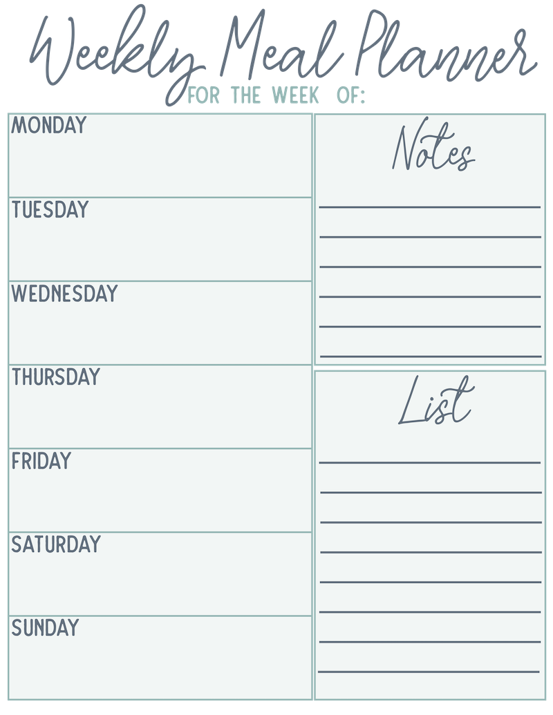 Printable Weekly Meal Planners