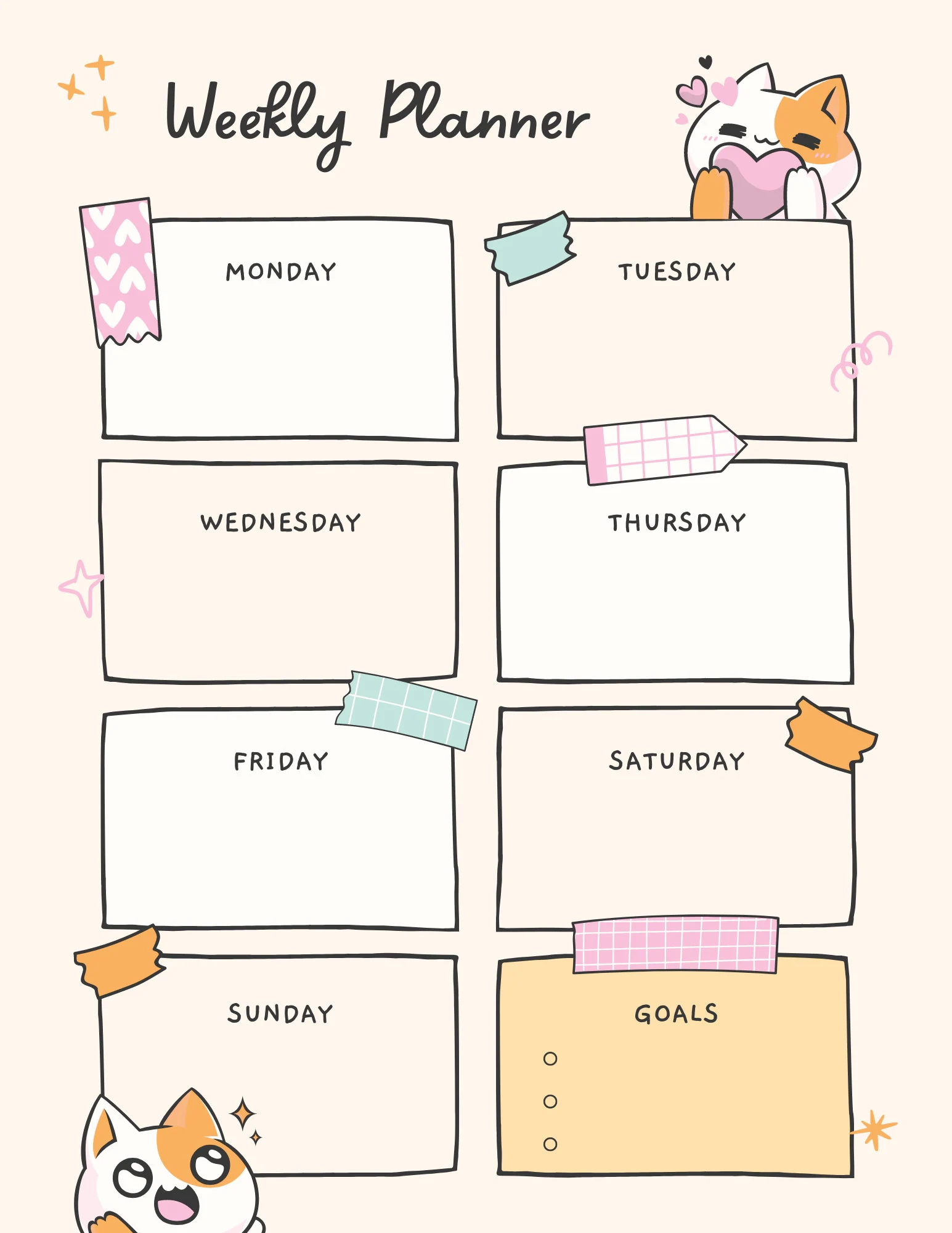 Weekly Planner Cute Planner Daily Schedule Etsy Weekly Planner Cute Planner Daily Schedule Etsy