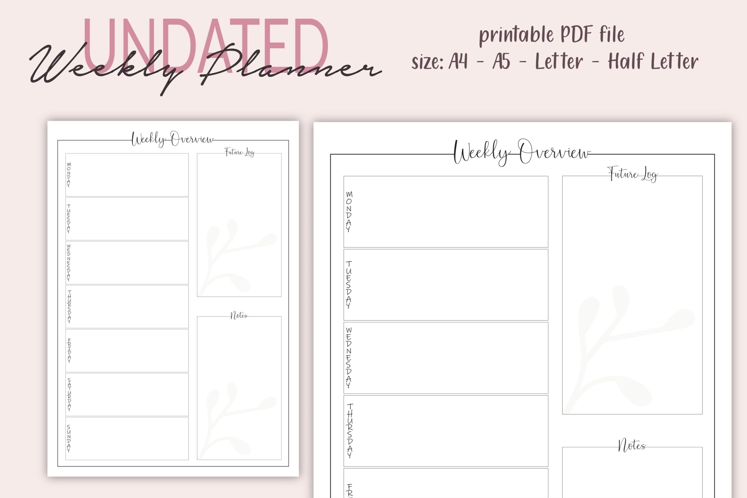 Weekly Planner Weekly Spread Bujo Insterts Printable Weekly Planner Weekly Spread Bujo Insterts Printable