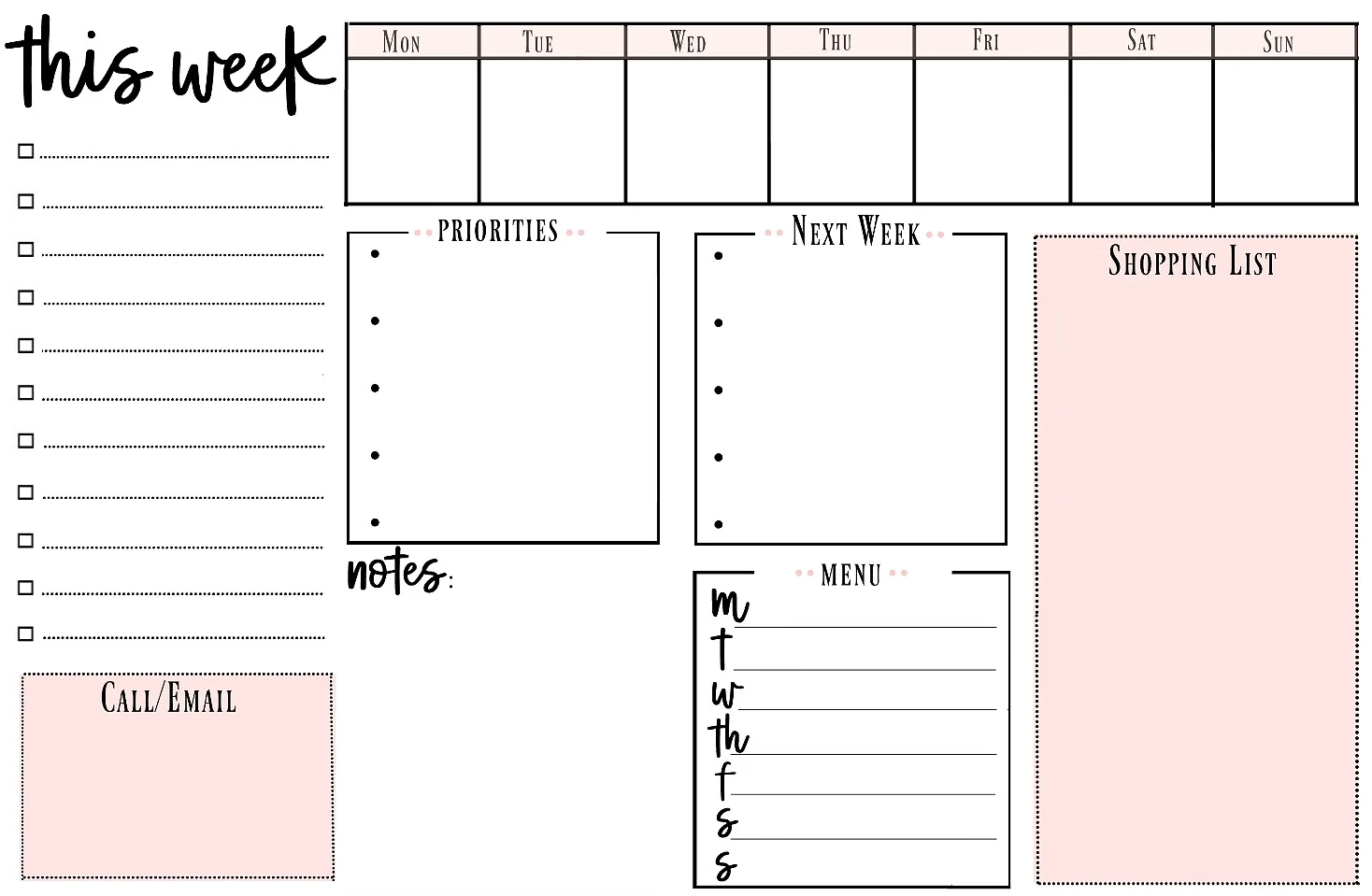 Weekly Printable To Do List For Getting Organized
