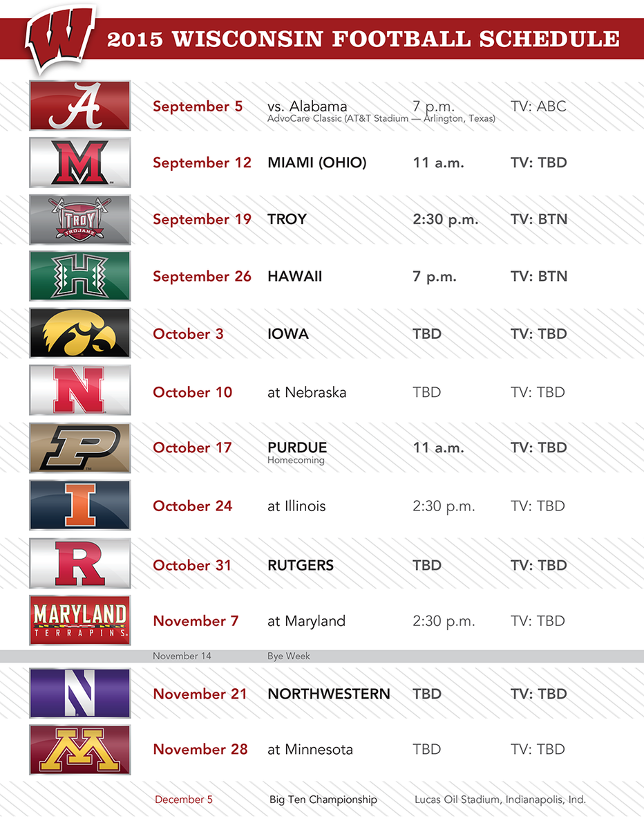 Wisconsin Badger Football Schedule Printable Wisconsin Badger Football Schedule Printable