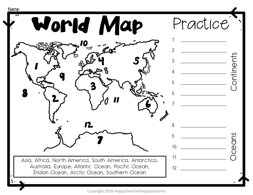 Map Of The World Quiz Printable
